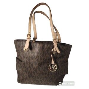 Vintage Michael Kors Y2K Retro Jet Set Brown Logo Tote Bag